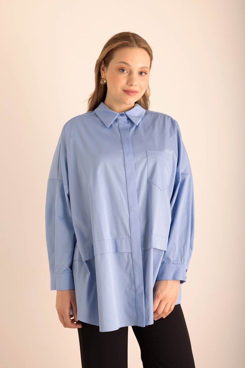 Omuz Bantları İşleme Detaylı Cotton Tunik