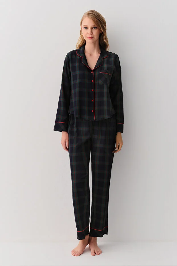 College Gömlek Yaka Pijama Takımı
