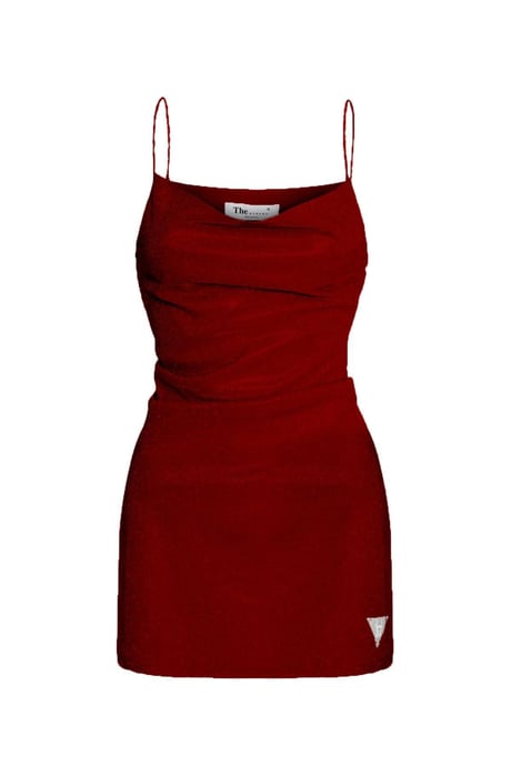 Bordo Desenli Mini Elbise